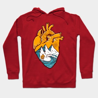 Sailing In Heart Illustration Hoodie